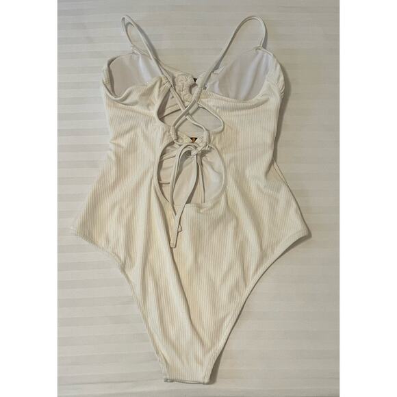 Shade & Shore Cream Ribbed One Piece Swimsuit - NWOT - Size XL - Picture 5 of 8
